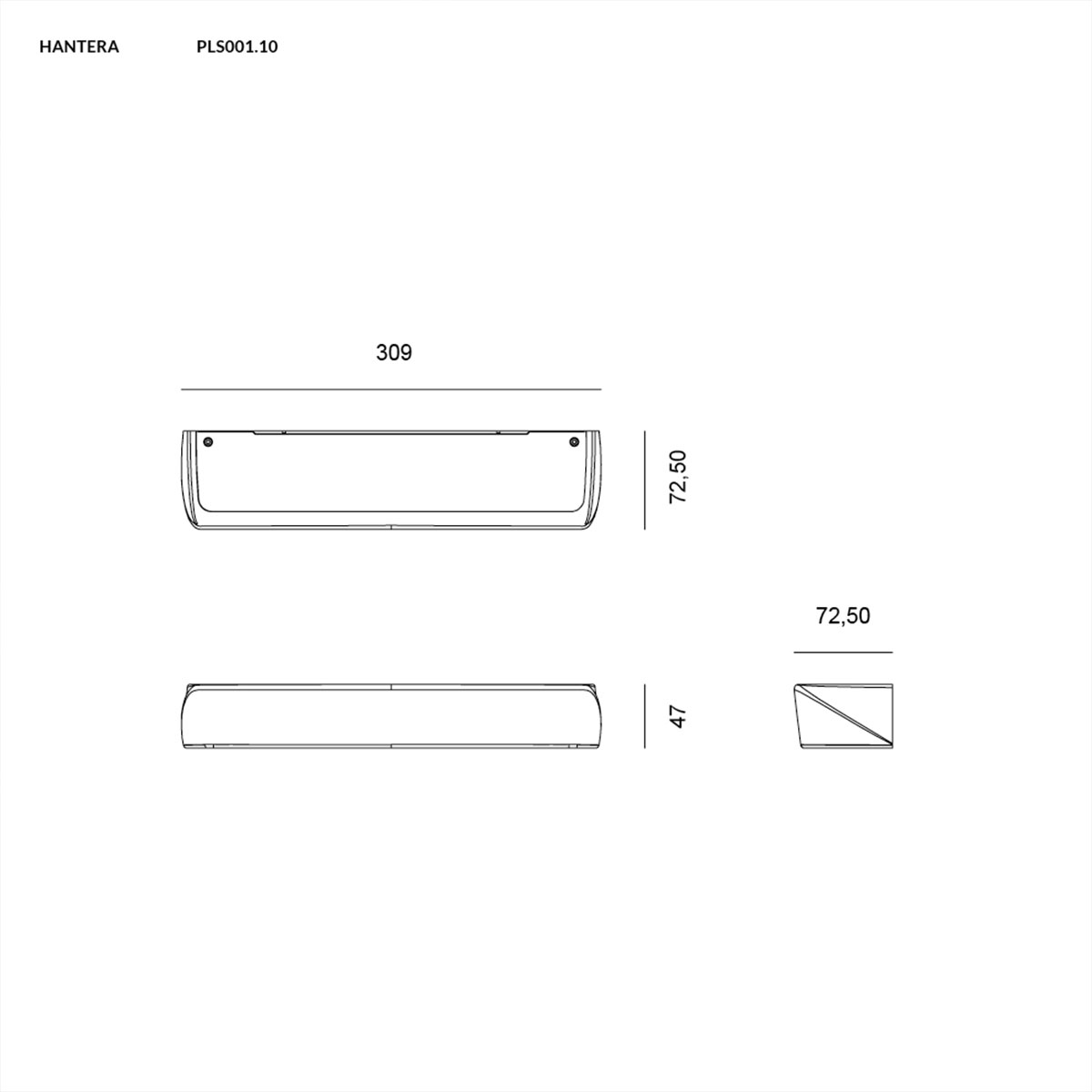 Hantera Wandleuchte, B: 30,9 cm, T: 7,25 cm, Weiß Hantera Wandleuchte, B: 30,9 cm, T: 7,25 cm, Titanium