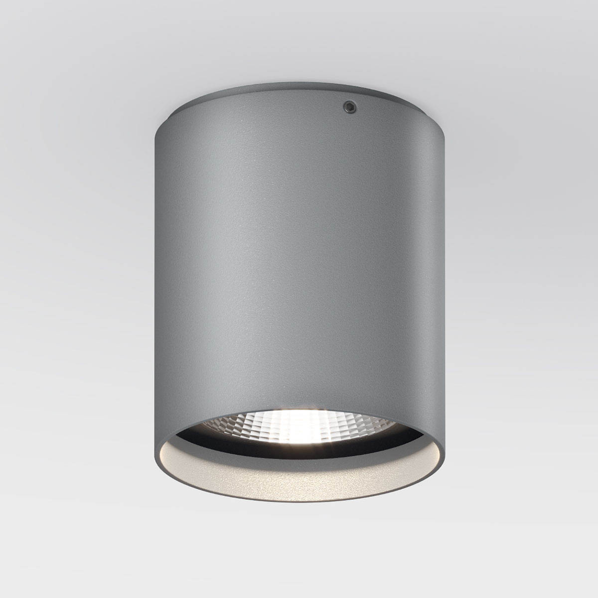 Zylinderförmige Deckenleuchte für außen in der Farbe grau