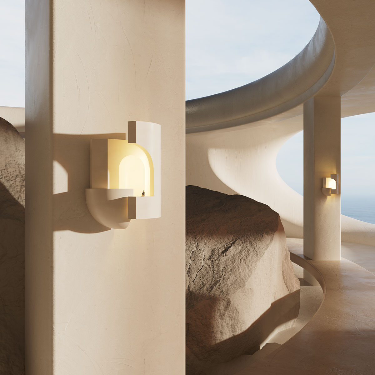 Soul Story 3 Wandleuchte, H: 28,7 cm Weiß & Gold in Weiß Gold – elegante Designerlampe von DCW Editions passt perfekt in den Treppenaufgang