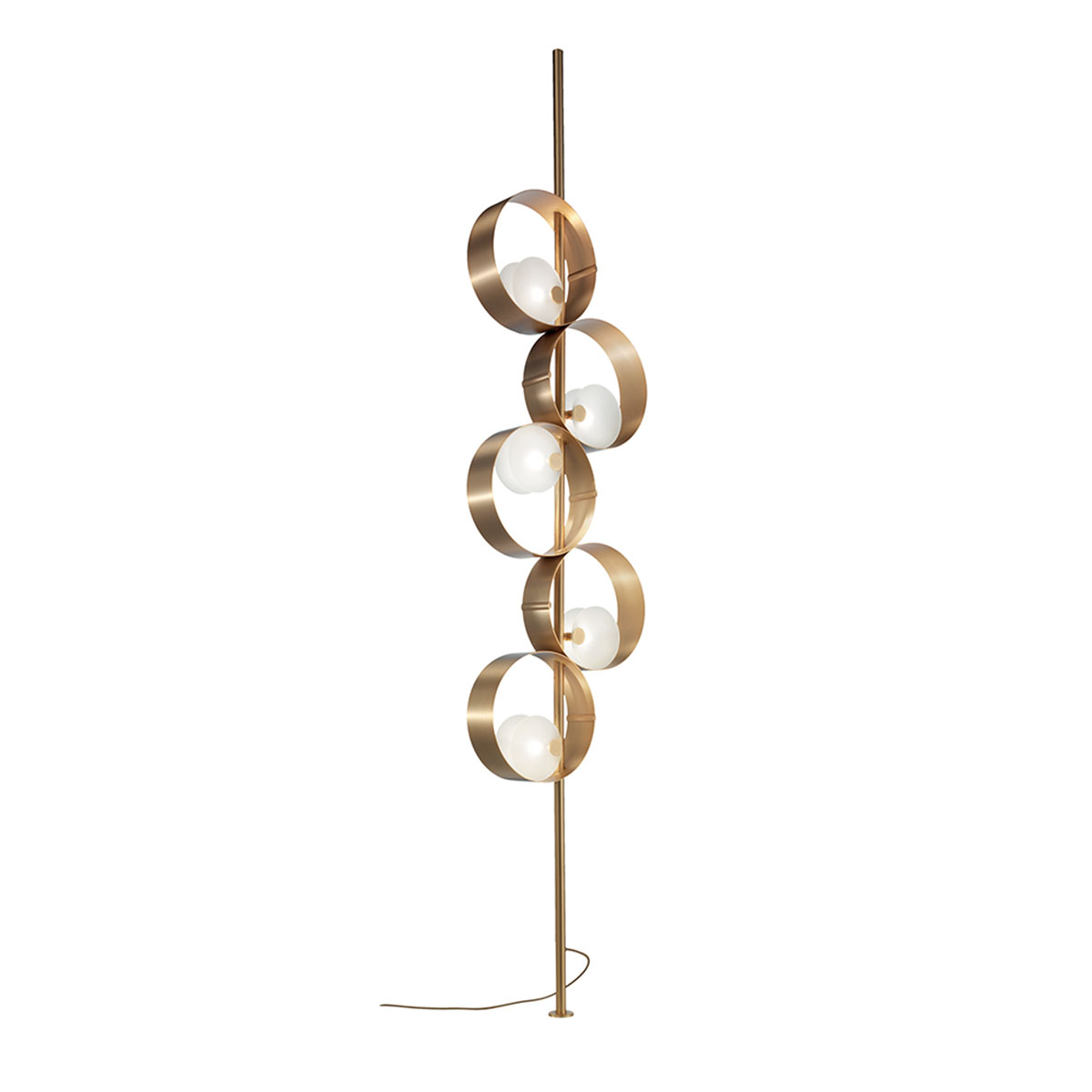 Sound STL5 Stehleuchte, H: 225 cm, 5-flammig, Gold gebürstet, Retrofit Sound STL5 Stehleuchte, H: 225 cm, 5-flammig, Gold gebürstet, LED-Modul