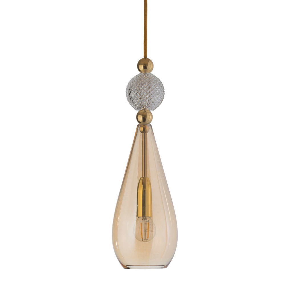 Smykke Pendelleuchte M Ø 12,5 cm, Golden Smoke Gold, Ball Kristallglas