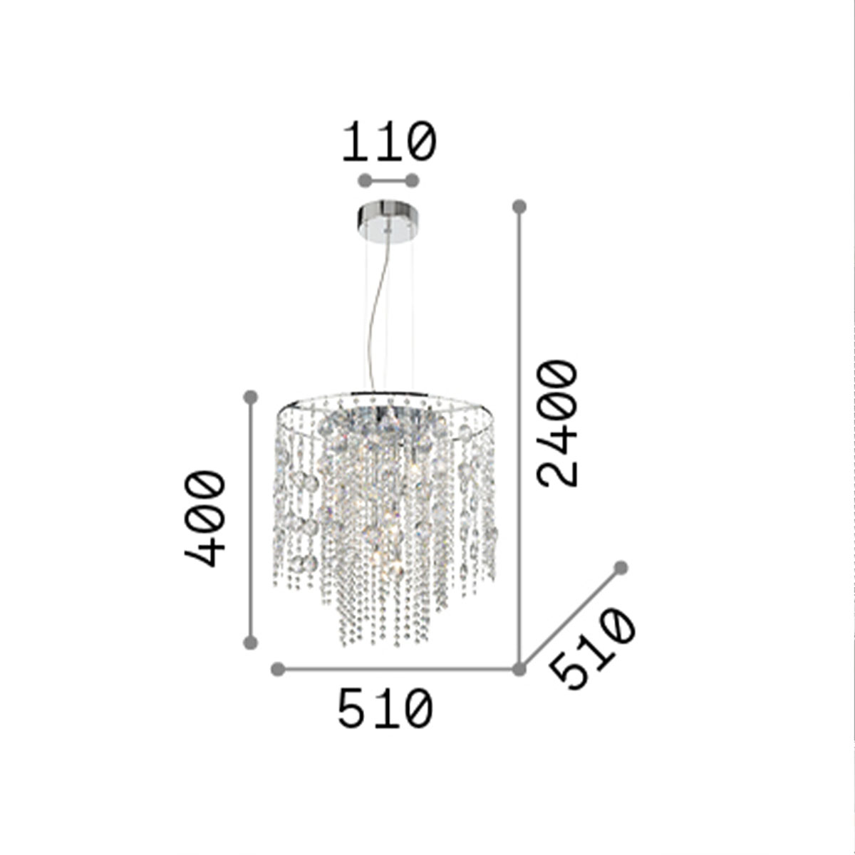 Evasione SP10 Kristallglas Kronleuchter 10-flammig, Chrom, Ø: 51 cm Evasione SP10 Kristallglas Kronleuchter 10-flammig, Chrom, Ø: 51 cm