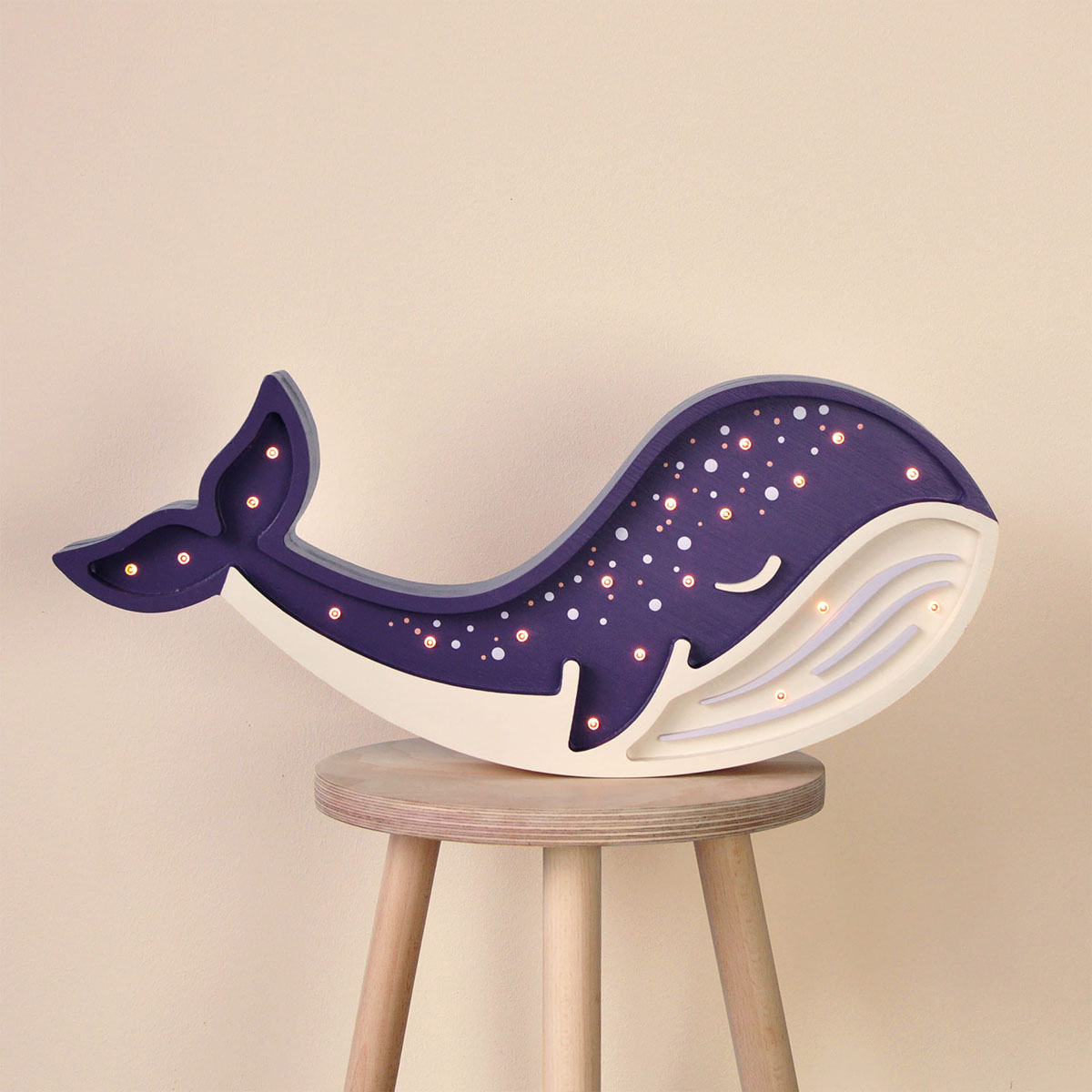 Kinder Nachtlicht Wal, Holz, blau, handgemacht