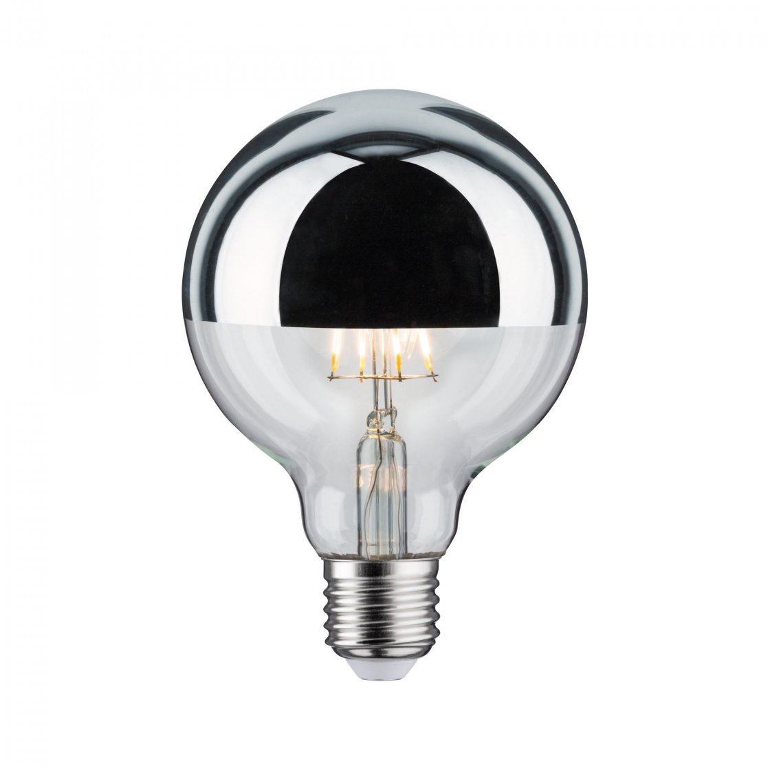 LED Globe Kopfspiegel E27 G95 600lm 6,5W 2700K dimmbar Kopfspiegel Silber LED Globe Kopfspiegel E27 G95 600lm 6,5W 2700K dimmbar Kopfspiegel Silber