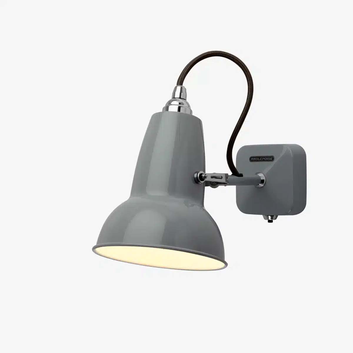 Anglepoise Original 1227 Mini Wandleuchte, Ø: 13 cm, H: 14 cm in Dove Grey als graue Designer-Wandleuchte mit glänzender Oberfläche und dekorativer Kabelzuführung für elegante Wohnräume Anglepoise Original 1227 Mini Wandleuchte, Ø: 13 cm, H: 14 cm in Dove Grey als graue Designer-Wandleuchte mit glänzender Oberfläche und dekorativer Kabelzuführung für elegante Wohnräume