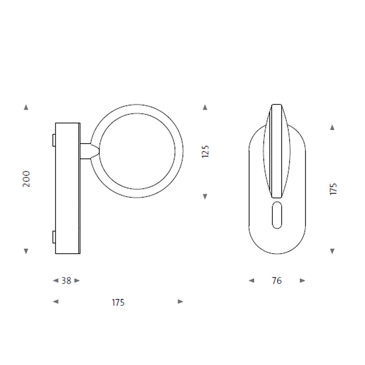 Maggy 4 Wandleuchte, H: 20 cm, Weiß matt / silber eloxiert Maggy 4 Wandleuchte, H: 20 cm, Weiß matt / messing gebürstet