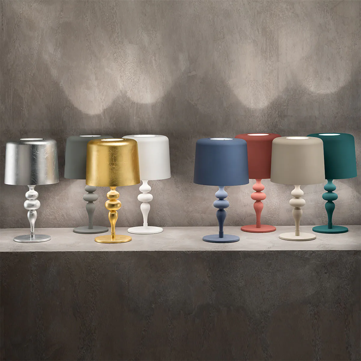 Eva TL1 M Tischleuchte, Blattsilber, H: 53 cm