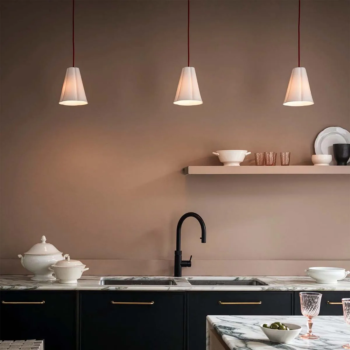 Original BTC Blossom Size 2 Pendelleuchte Kabel rot Ø: 20,5 cm