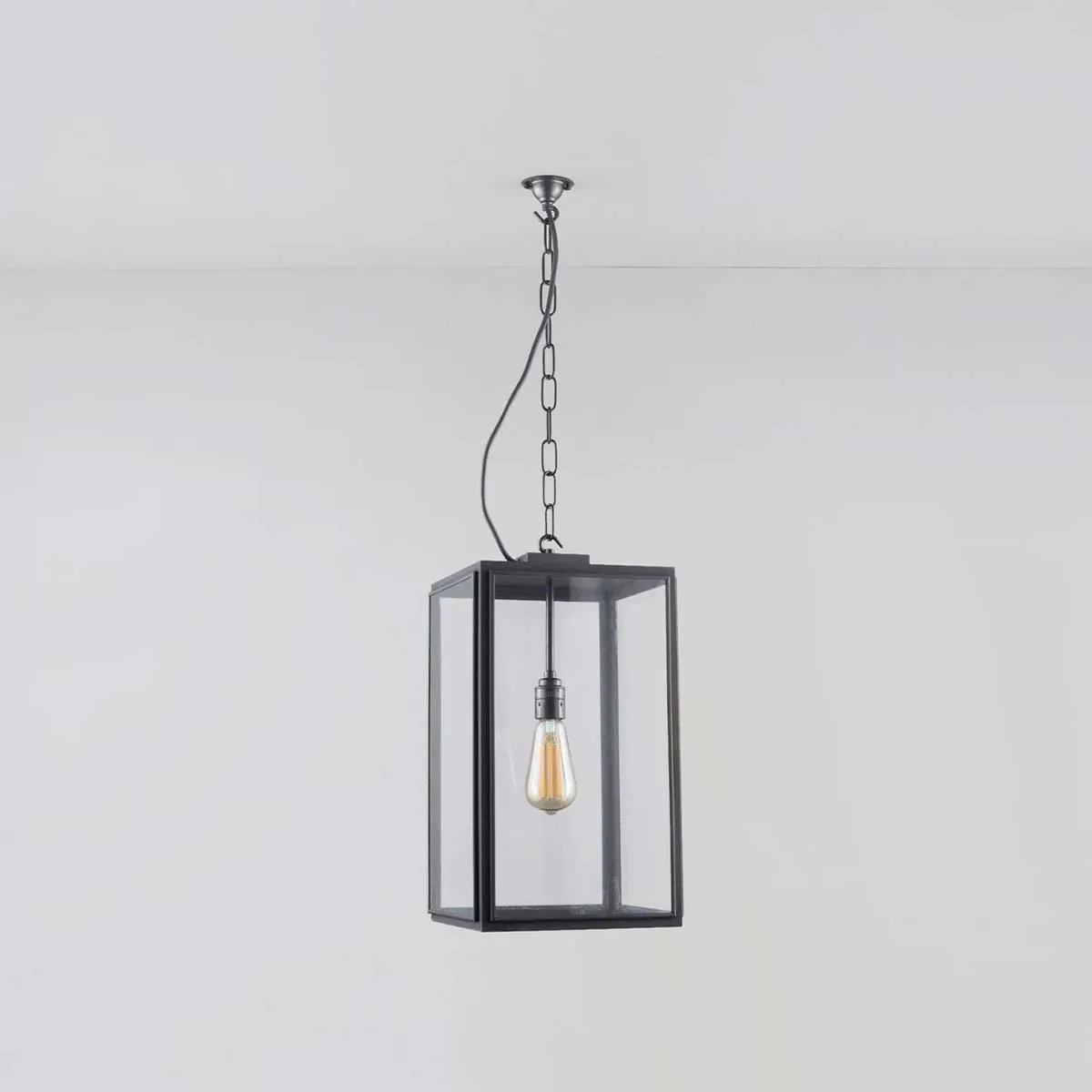 Original BTC Square Pendelleuchte, Geschlossen, Patiniertes Messing, H: 47 cm