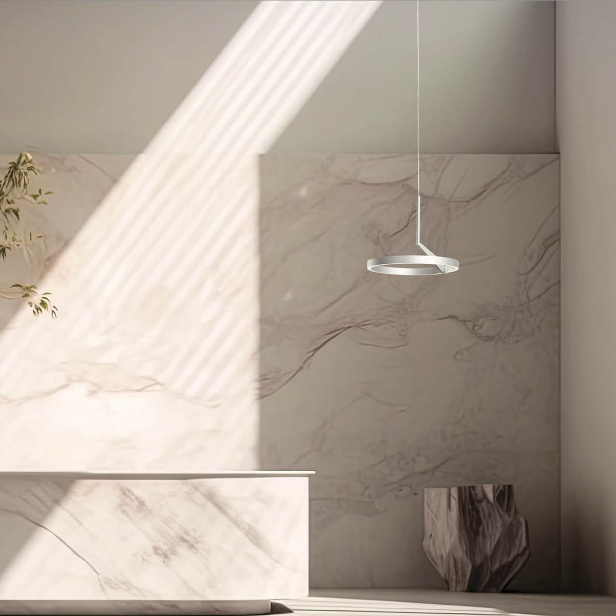 Meridiana Ring Pendelleuchte mit Up-Down Licht, Weiß, Ø: 33 cm Meridiana Ring Pendelleuchte mit Up-Down Licht, Titanium, Ø: 80 cm