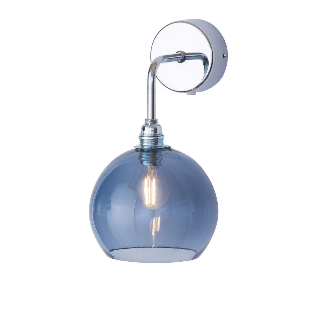 Rowan Wandleuchte S Ø 15,5 cm, Deep Blue, Silber