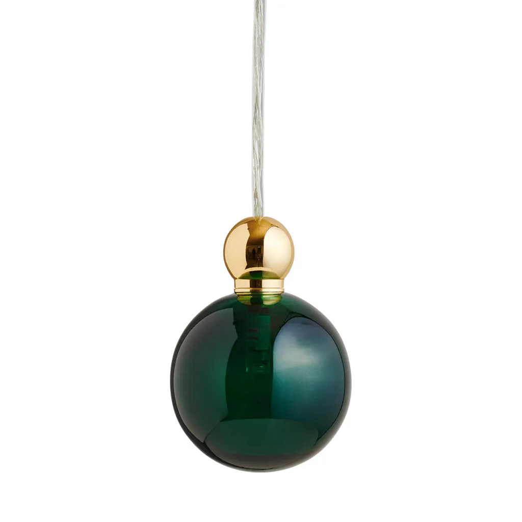Uva Pendelleuchte M Ø 7 cm, Ivy green, Gold, für Multi-Baldachin