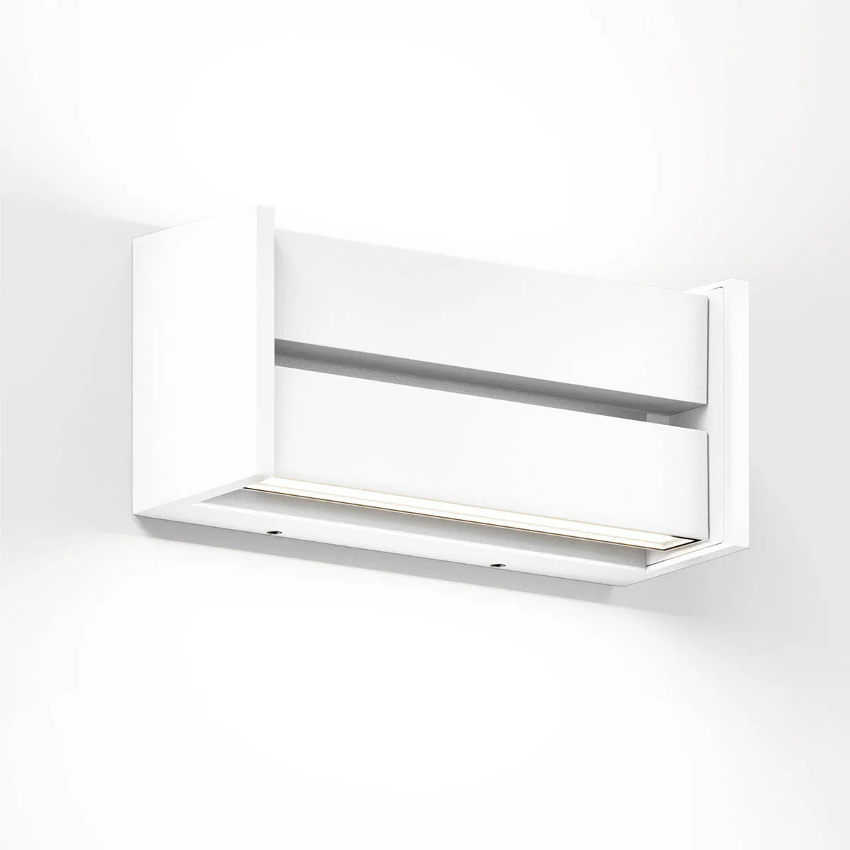 Rechteckige Wandleuchte für außen in der Farbe weiß
