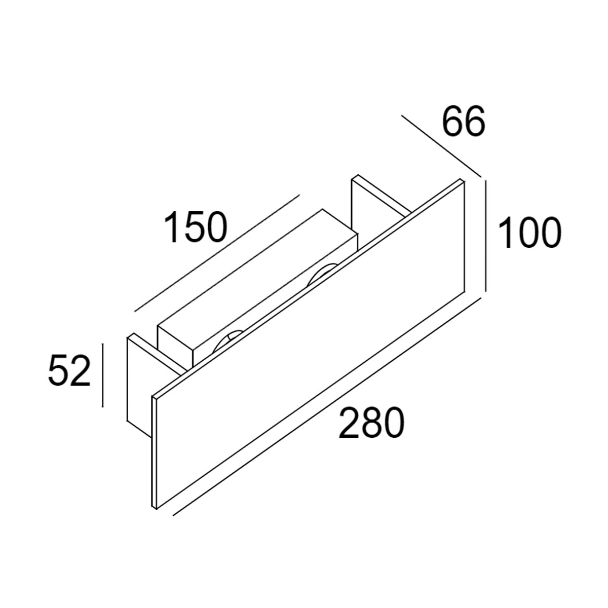 WA-T SOFT DIM8 Wandleuchte, B: 28 cm, H: 10 cm, Schwarz & Vergoldet Mat