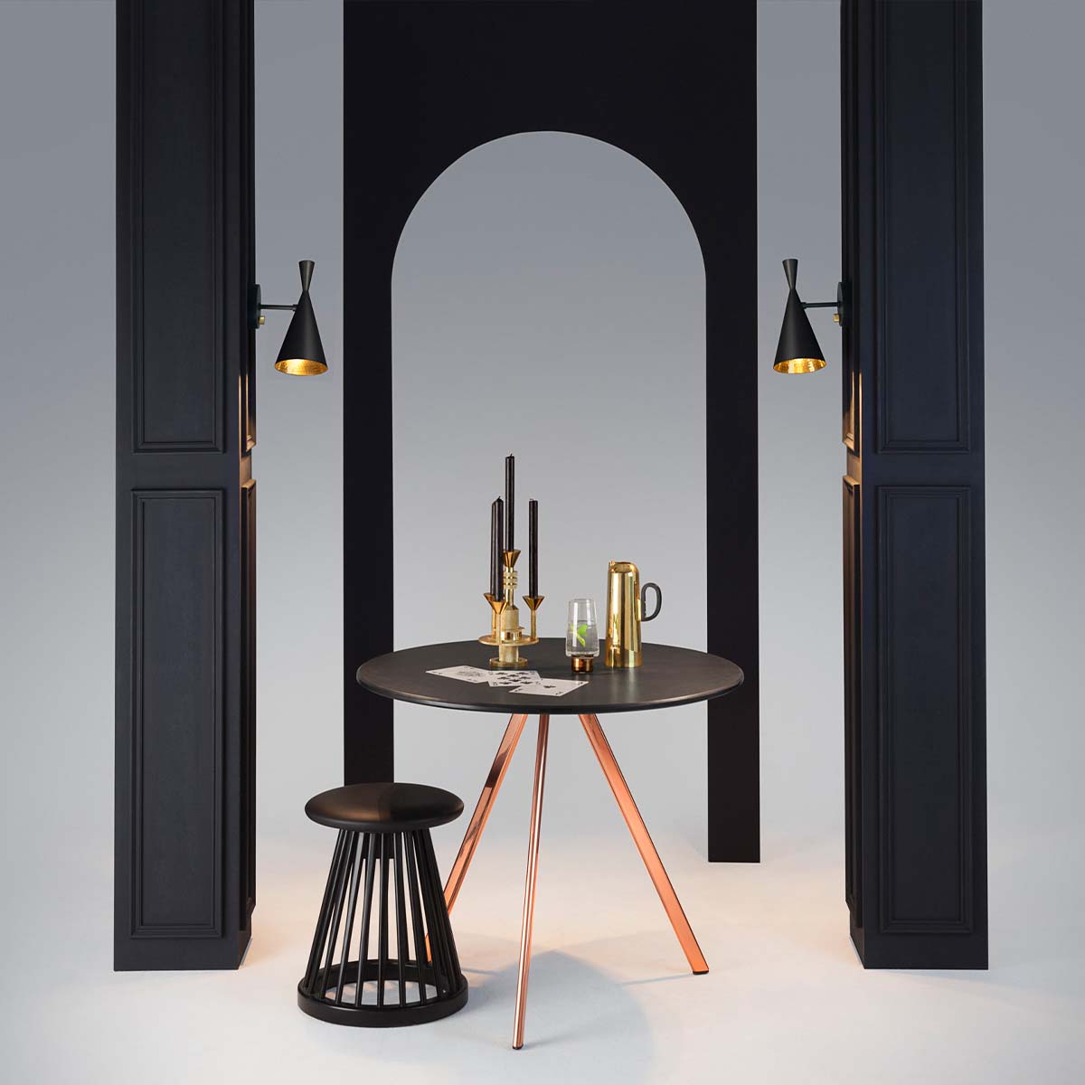 Tom Dixon Beat Wandleuchte, B: 13 cm, H: 28,5 cm, Schwarz Tom Dixon Beat Wandleuchte, B: 13 cm, H: 28,5 cm, Schwarz