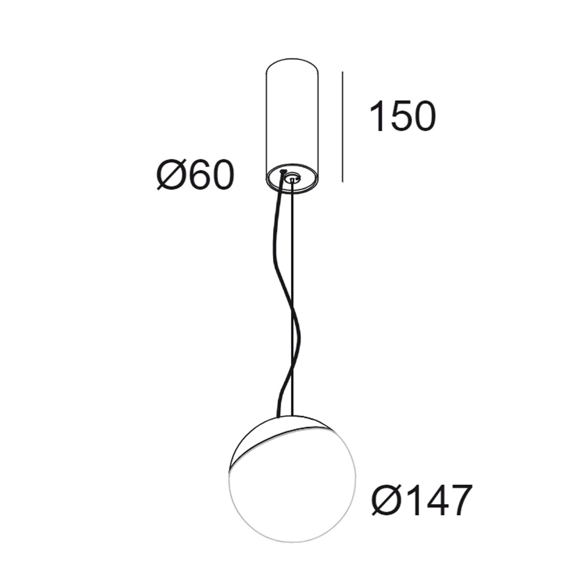 GIBBO 930 DIM8 Pendelleuchte, Ø: 14,7 cm, Schwarz, Warmweiß 3000K