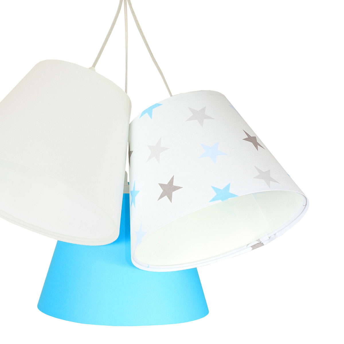 Kinderzimmer Hängeleuchte Sternenmuster mehrfarbig, Ø: 53 cm, Weiß, Blau