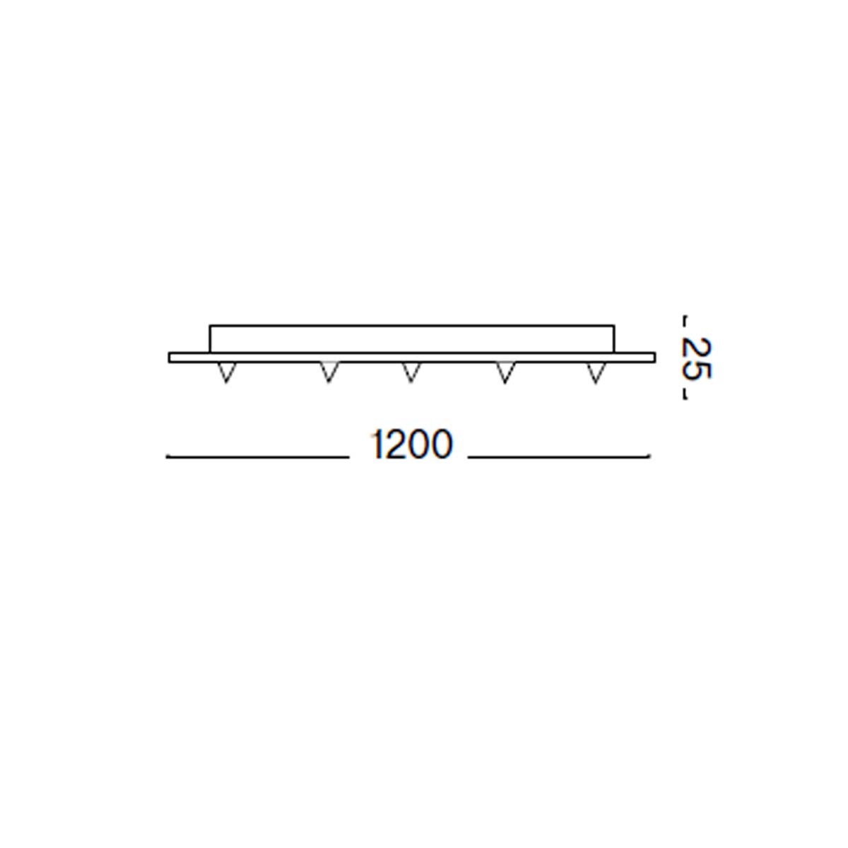 Baldachin Rosone lineare 5 luci, 120 x 4,3 x 7 cm, Kupfer