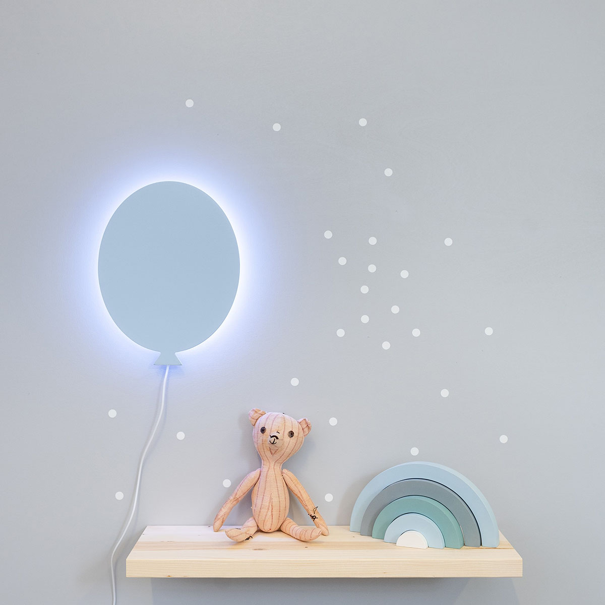 LED Lampe Kinderzimmer Luftballon mit Farbwechsel, handgemacht aus Holz, Blau