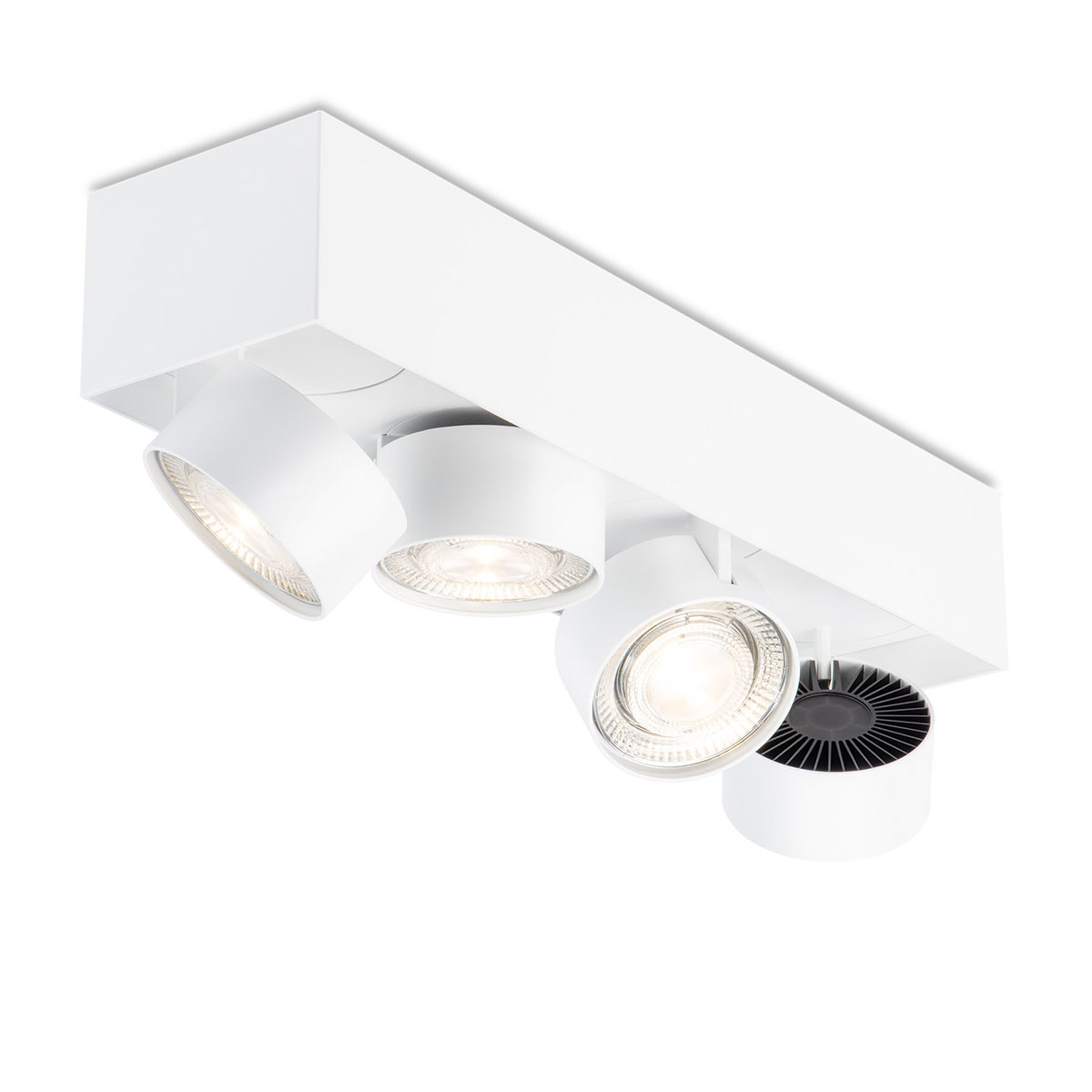 Wittenberg 4.0, wi4-ab-4e-hb Aufbaustrahler, Weiß matt, Extra-Warmweiß 2700K, Spot 12°, Phase Cut Wittenberg 4.0, wi4-ab-4e-hb Aufbaustrahler, Weiß matt, Warmweiß 3000K, Flood 38°, Bluetooth