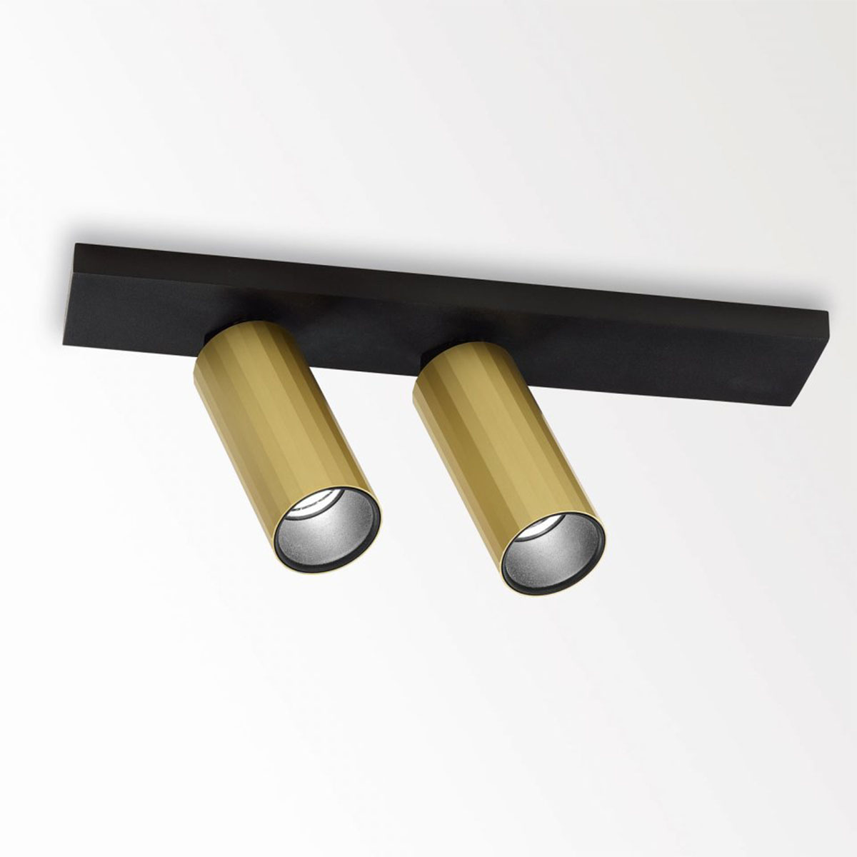 HEDRA ON 2 93033 DIM1 Aufbaustrahler, L: 34,4 cm, B: 7 cm, Goldfarben & Schwarz, Warmweiß 3000K