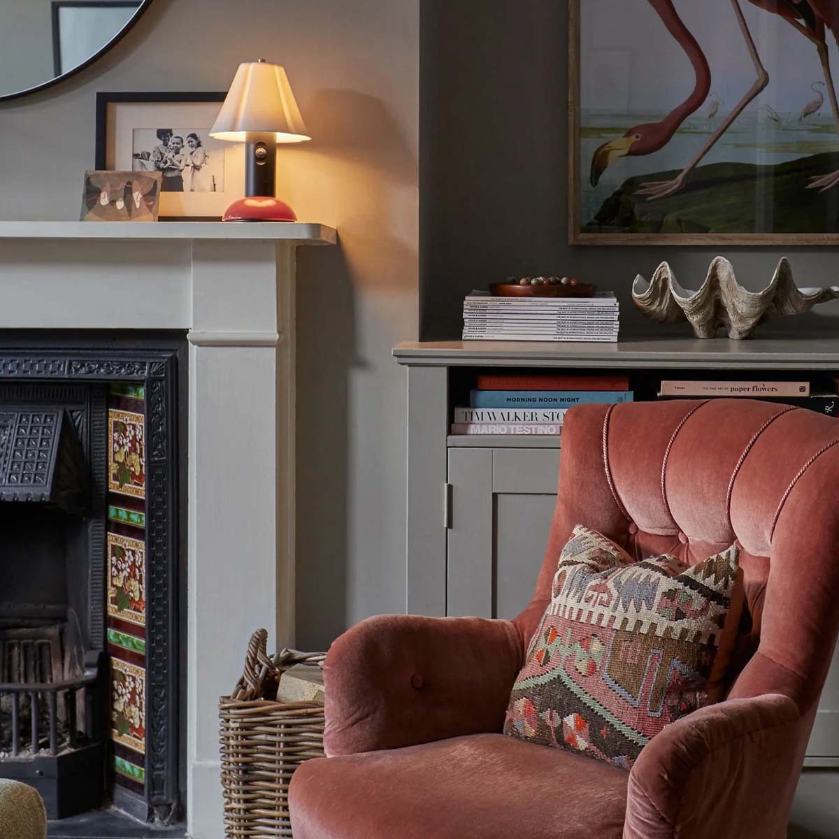 Original BTC Blossom kabellose Tischleuchte, H: 28,8 cm Schwarz rot