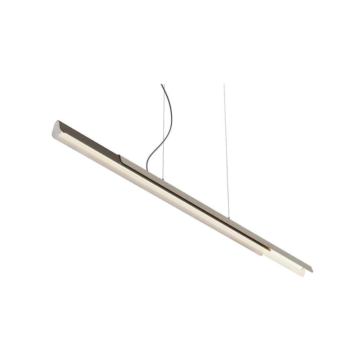 Dala Linear Pendelleuchte, L: 150 cm, Dunkelgrau & Beton, Extra-Warmweiß 2700K Dala Linear Pendelleuchte, L: 150 cm, Dunkelgrau & Beton, Warmweiß 3000K