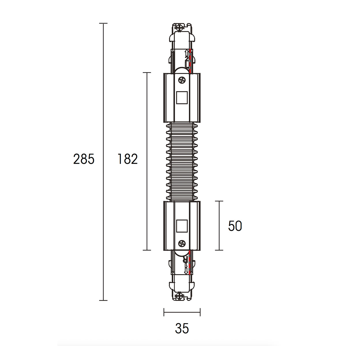 Powergear PRO-06 Flex-Verbinder Zeichnung Powergear 3-Phasen Flex-Verbinder DALI Weiß