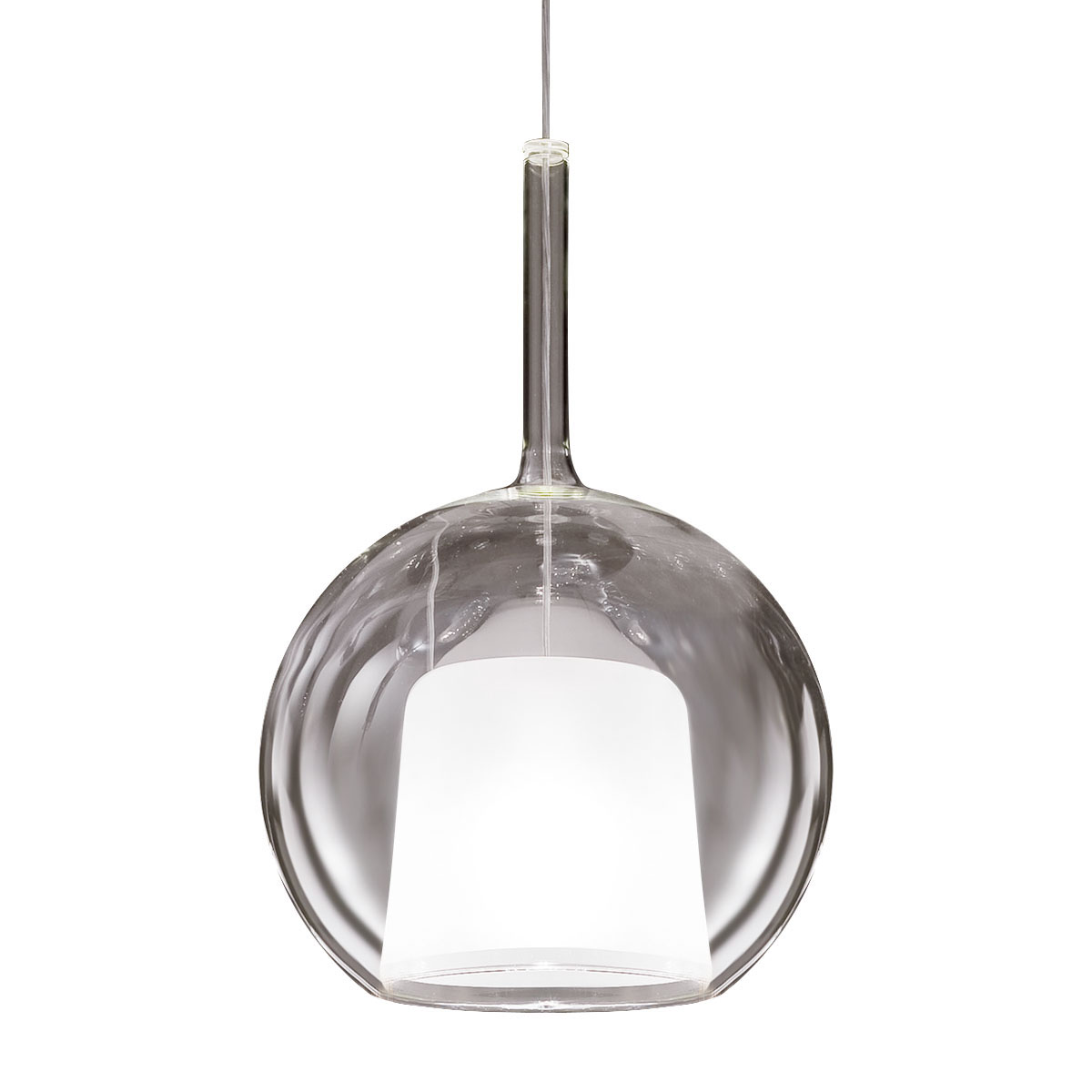 Glo 0811-23 Large Pendelleuchte Ø: 38 cm, Transparent Glas, Titanium, 4 m
