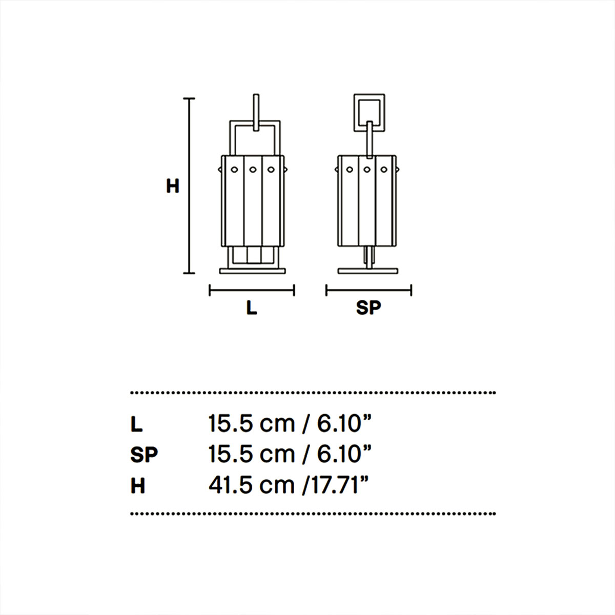 Masiero Crek TL1 Tischleuchte, H: 45 cm Tischleuchten - technische Zeichnung Masiero Crek TL1 Tischleuchte, H: 45 cm Tischleuchten - technische Zeichnung