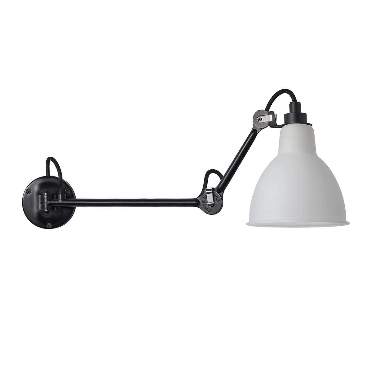 DCW Editions Lampe Gras N° 204 L40 Wandleuchte Schwarz, Schirm Polycarbonat Schwarz Modern – moderne Wandleuchte für Treppenhaus Spezial Angebot Pack Duo Lampe Gras N° 204 L40 Wandleuchte Schwarz, Schirm Polycarbonat mit Schalter in Schwarz Weiß – zeitlose Designerleuchte des Herstellers DCW Editions ideal im Schlafzimmer