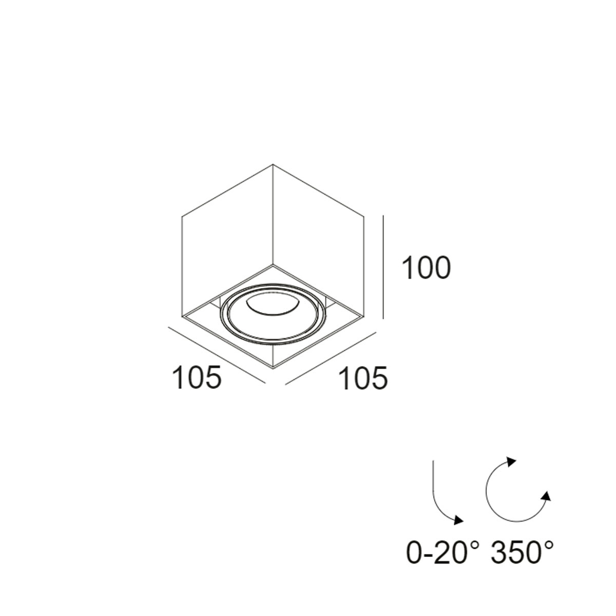 MINIGRID ON 150 92750 DIM8 Aufbaustrahler, L: 10,5 cm, B: 10,5 cm, Weiß & Schwarz, Extra-Warmweiß 2700K, 50°