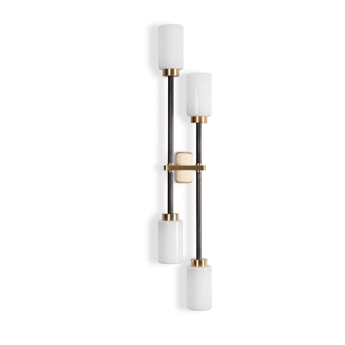 blendfreies Licht: Bert Frank Farol Double Wandleuchte, H: 79 cm, 4-flammig Left-hand, Opalglas – gefertigt aus goldfarbene Oberfläche und Glas, luxuriöse Verarbeitung, Farol-Serie mit mediterraner Eleganz