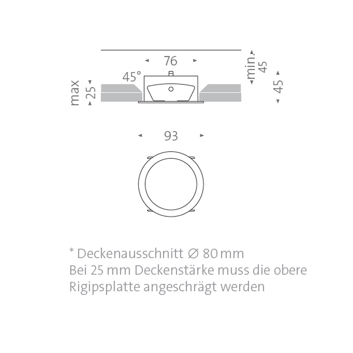 Wittenberg 4.0, wi4-eb-1r-dl-IP44 Einbaustrahler, Schwarz matt, Warmweiß 3000K, Spot 12°