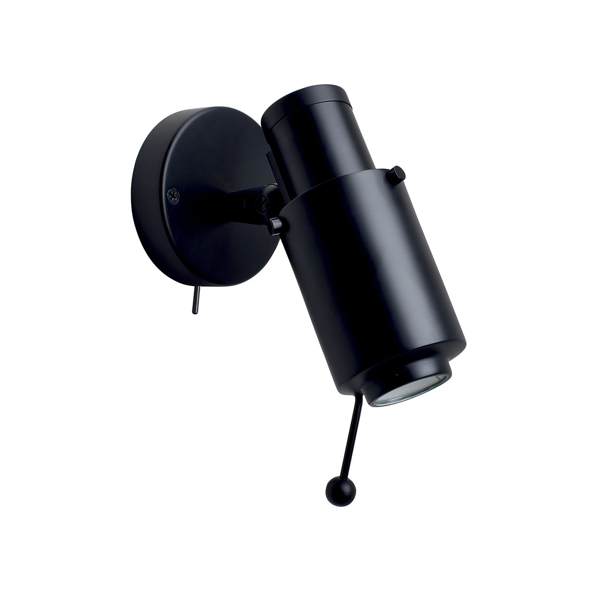 Biny Spot LED Wandleuchte, Schwarz, mit Schalter – moderne Designerleuchte von DCW Editions ideal im Schlafzimmer