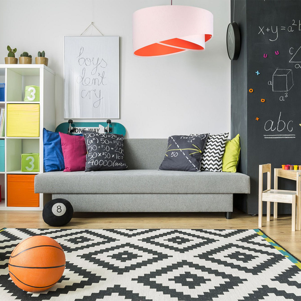 Kinder Hängelampe, Ø: 50 cm, Weiß, Orange