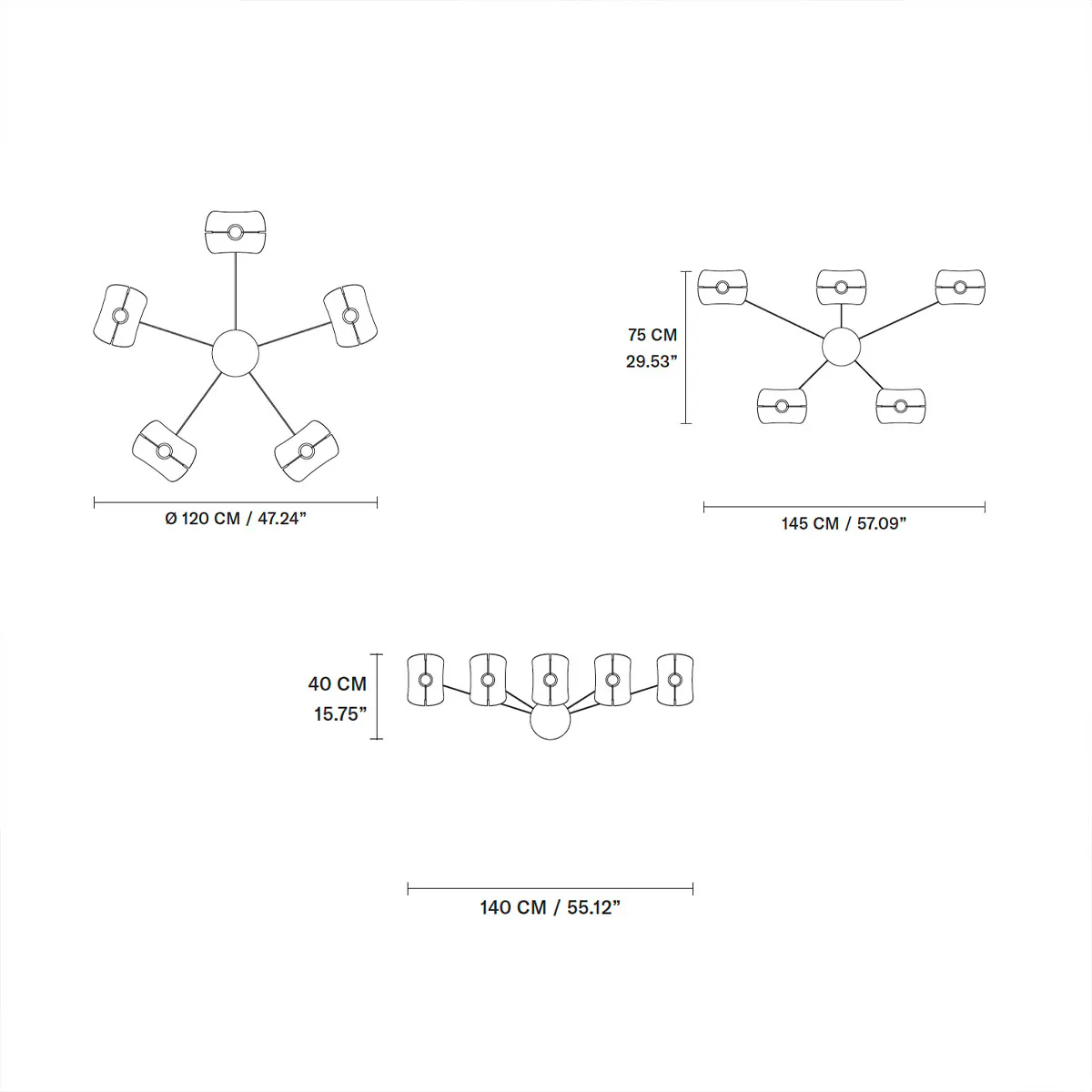 Vollee C5 P Pendelleuchte, 5-flammig, Orange
