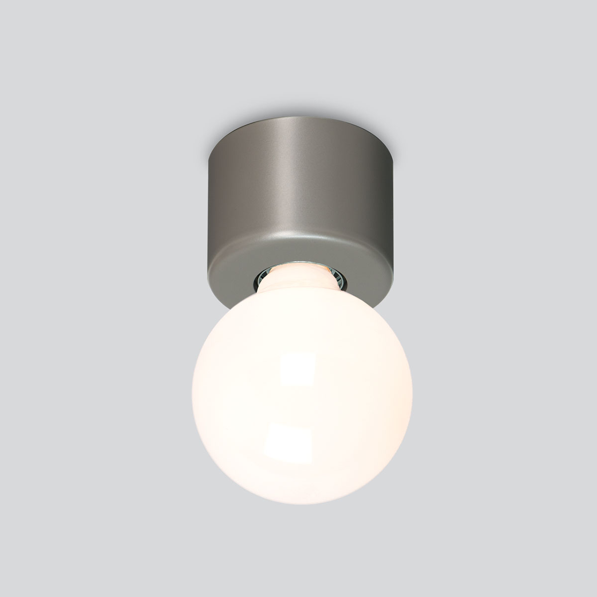Eintopf Wand-/ Deckenleuchte, Ø: 8 cm, Grau metallic