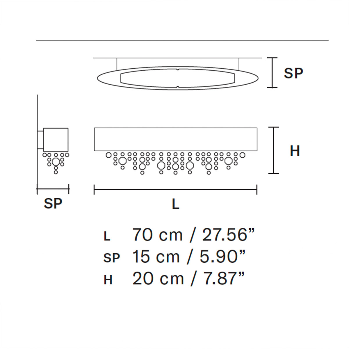 Olà A2 OV 70 Wandleuchte, Gold brüniert, L: 70 cm, Retrofit Olà A2 OV 70 Wandleuchte, Weiß matt, L: 70 cm, LED-Modul
