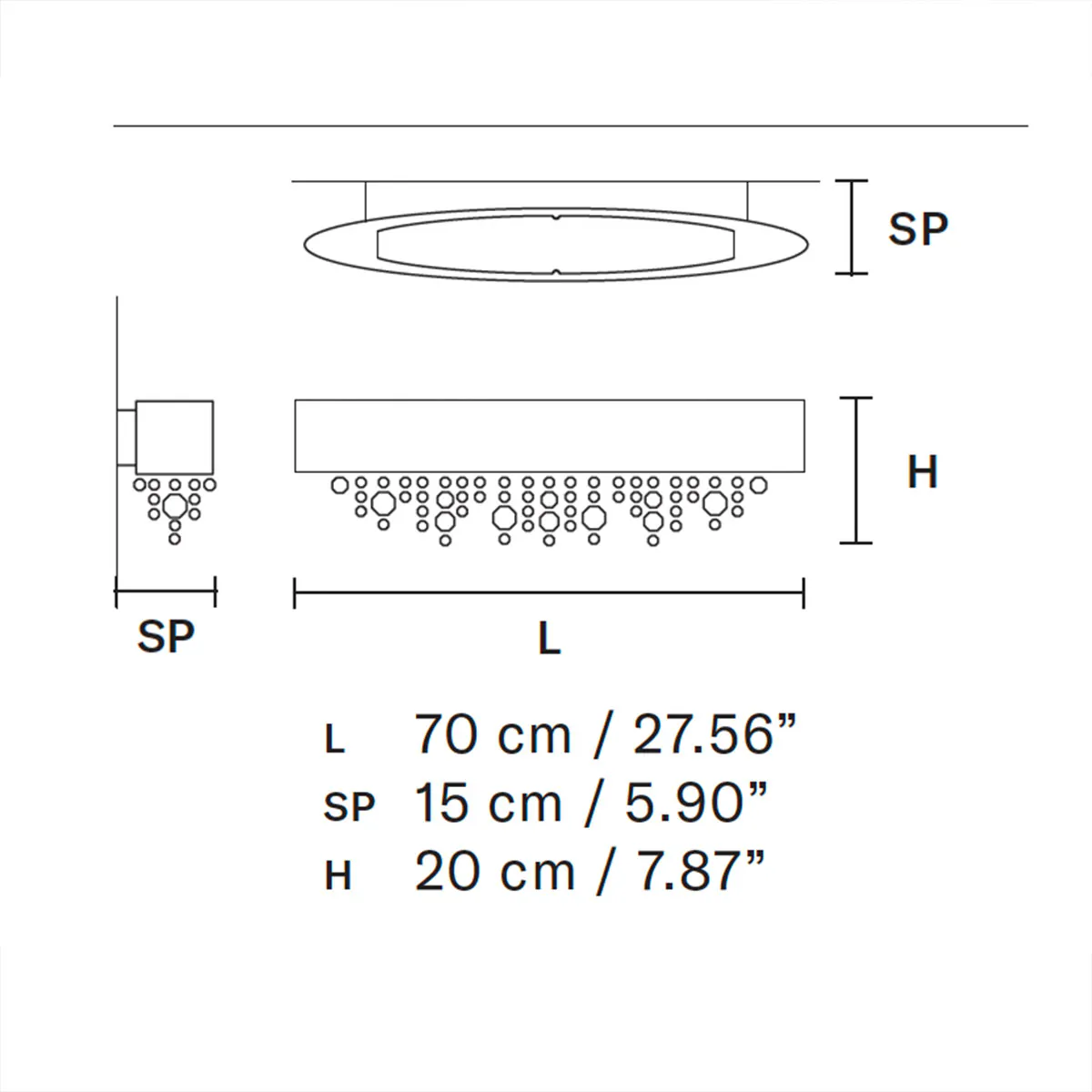 Olà A2 OV 70 Wandleuchte, Weiß matt, L: 70 cm, LED-Modul