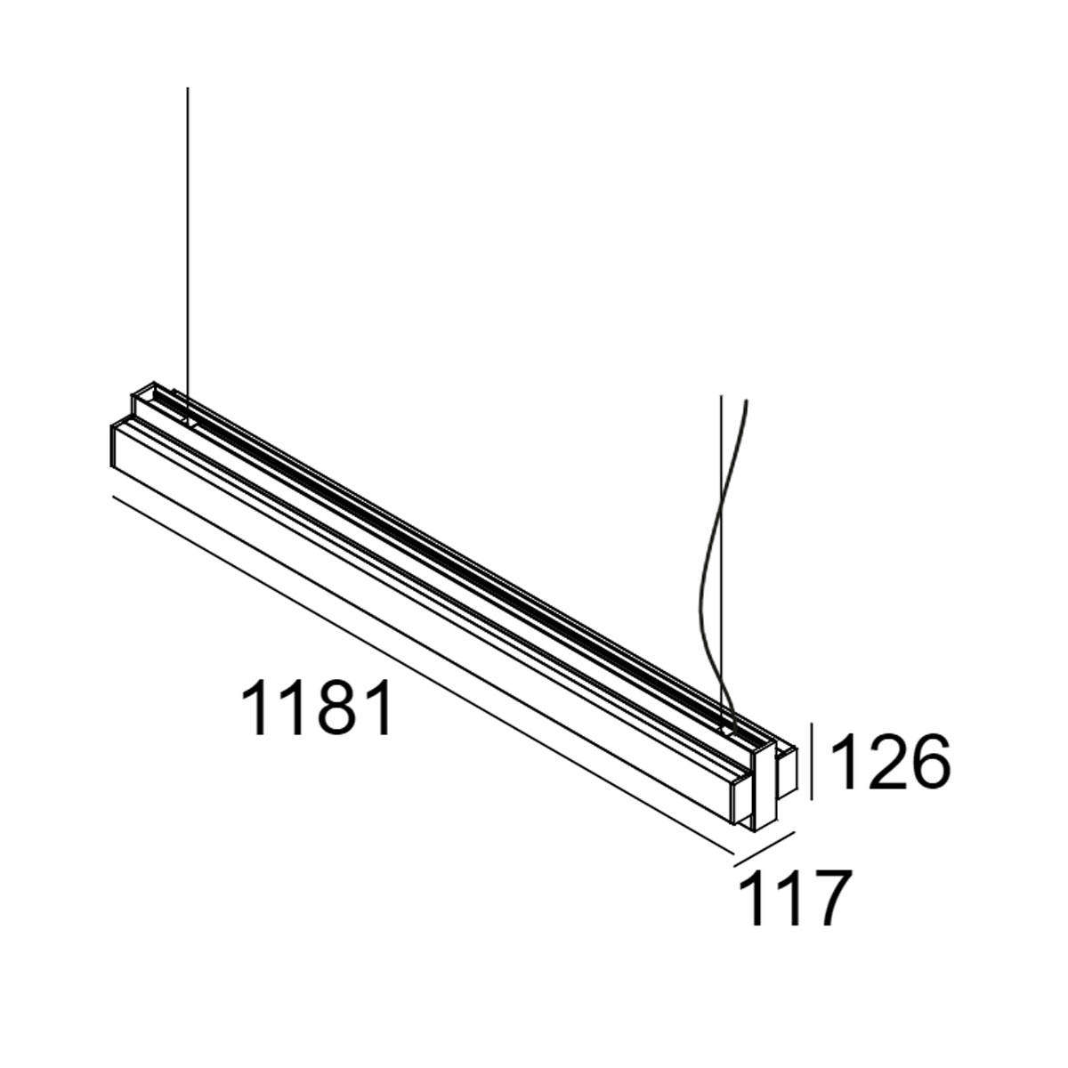DeltaLight ONE-AND-ONLY P12 DOWN-UP 930 DIM1 Pendelleuchte ONE-AND-ONLY P12 DOWN-UP 930 DIM1 Pendelleuchte, Schwarz, 1-10V, L: 118,1 cm Pendelleuchten – technische Zeichnung