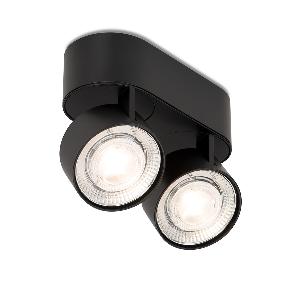 Wittenberg 4.0, wi4-ab-2ov Aufbaustrahler, Schwarz matt, Extra-Warmweiß 2700K, Spot 12°, Phase Cut Wittenberg 4.0, wi4-ab-2ov Aufbaustrahler, Schwarz matt, Warmweiß 3000K, Flood 38°, Bluetooth