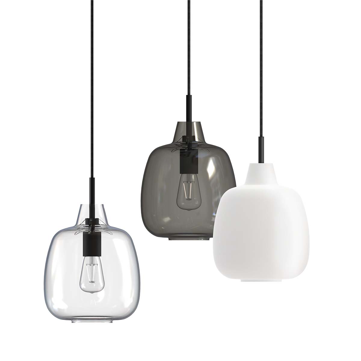 Mawa Design Gangkofner bergamo Pendelleuchte, Ø: 23,7 cm Armaturkombination weiß Opalglas