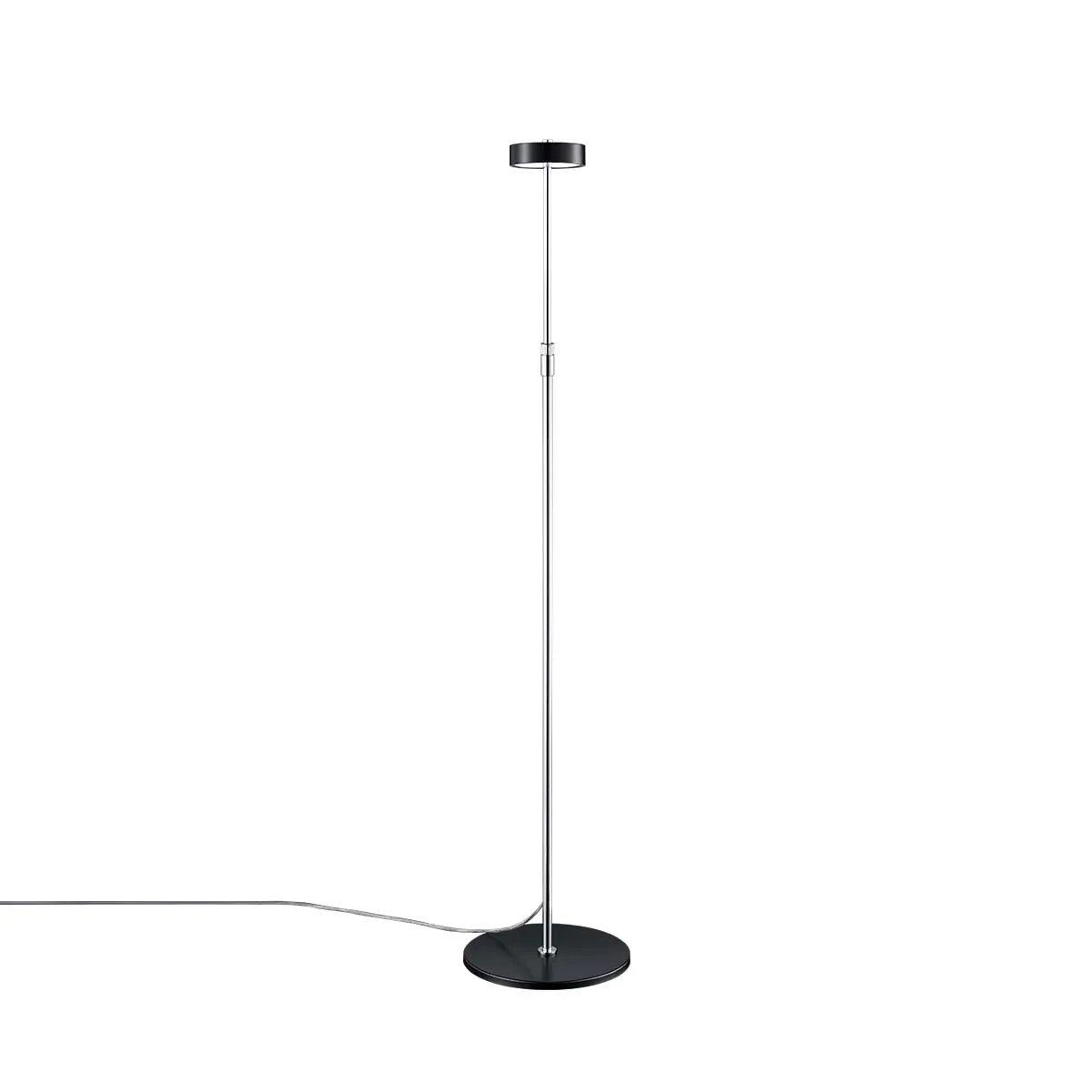 Schlanke Stehleuchte mit kleinem Schirm in der Farbe chrom Schlanke Stehleuchte mit kleinem Schirm in der Farbe chrom