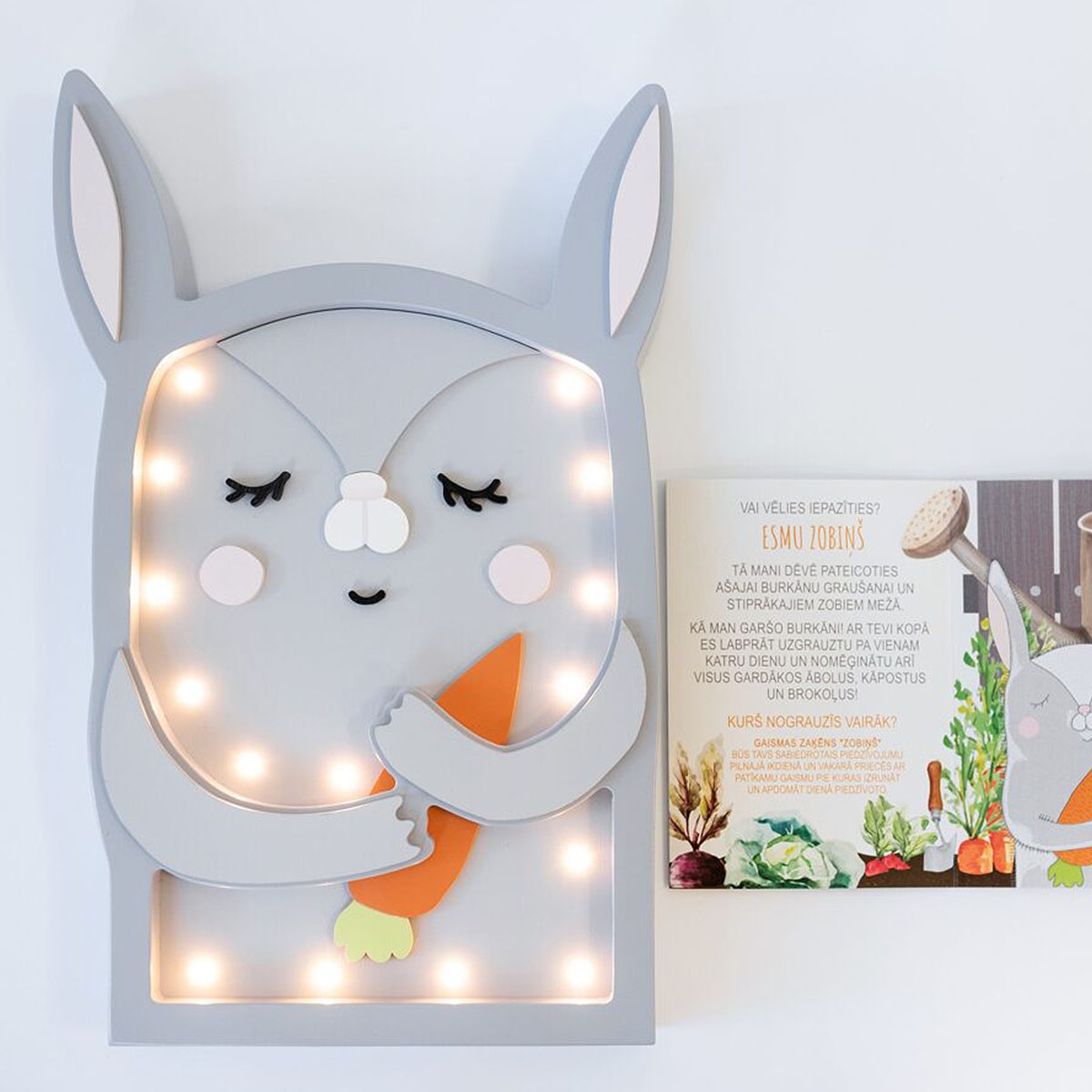 LED Kinder Schlummerlicht Hase, aus Holz, handgemacht