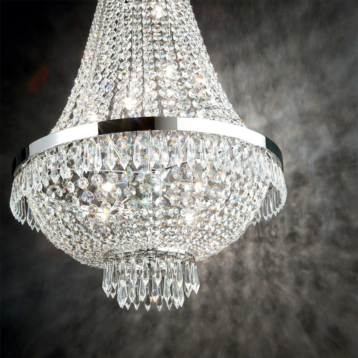 Caesar Kristallglas Korbleuchter SP12 Pendelleuchte, Gold, Ø: 55 cm