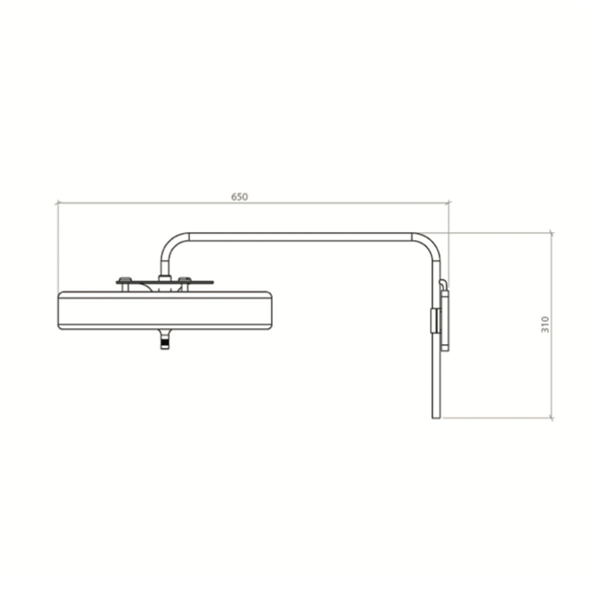 Technische Zeichnung Bert Frank Revolve Wandleuchte, T: 63 cm, Schwarz, Messing gebürstet Technische Zeichnung Bert Frank Revolve Wandleuchte, T: 63 cm, Grün, Messing poliert