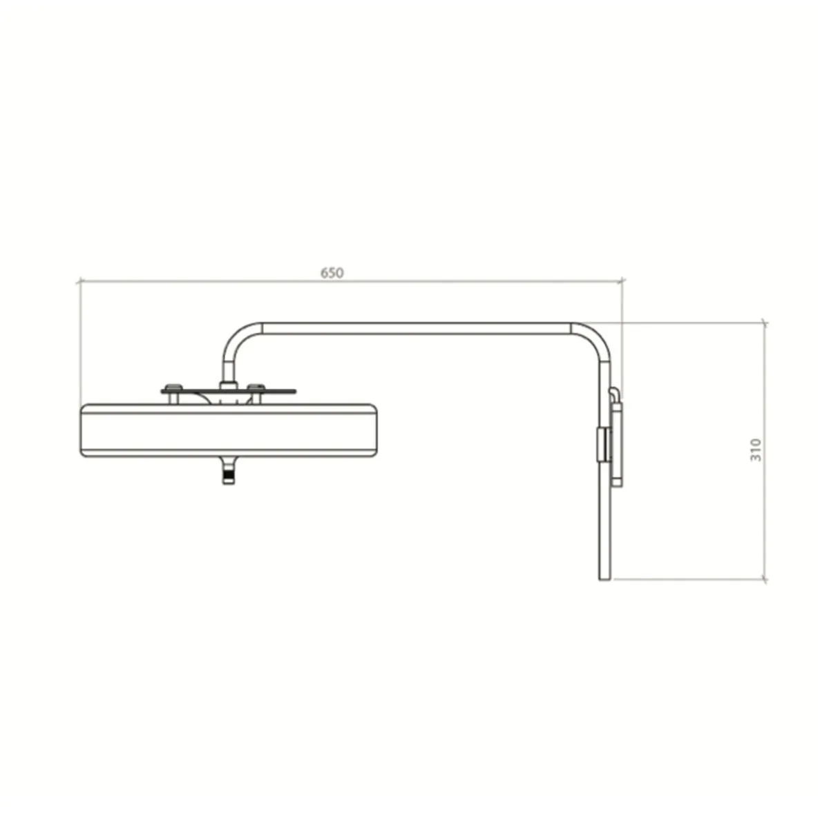 Technische Zeichnung Bert Frank Revolve Wandleuchte, T: 63 cm, Schwarz, Messing gebürstet Technische Zeichnung Bert Frank Revolve Wandleuchte, T: 63 cm, Grün, Messing poliert