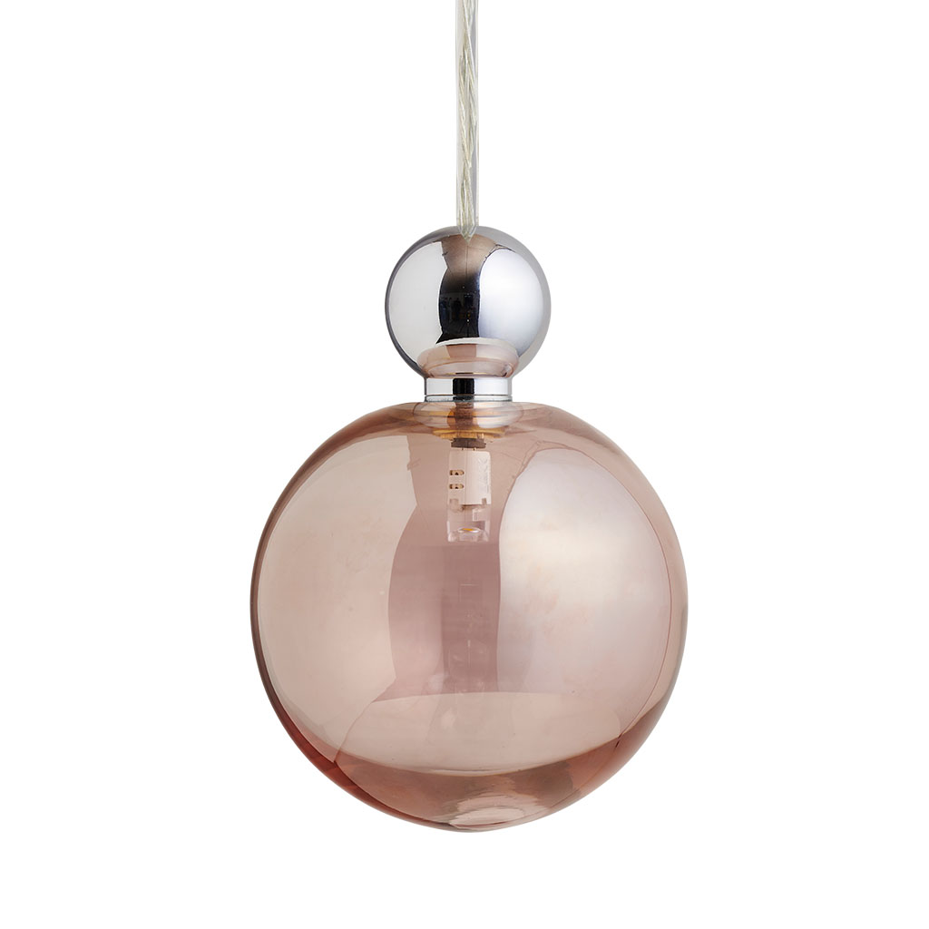 Uva Pendelleuchte L Ø 10 cm, Obsidian, Silber, für Multi-Baldachin