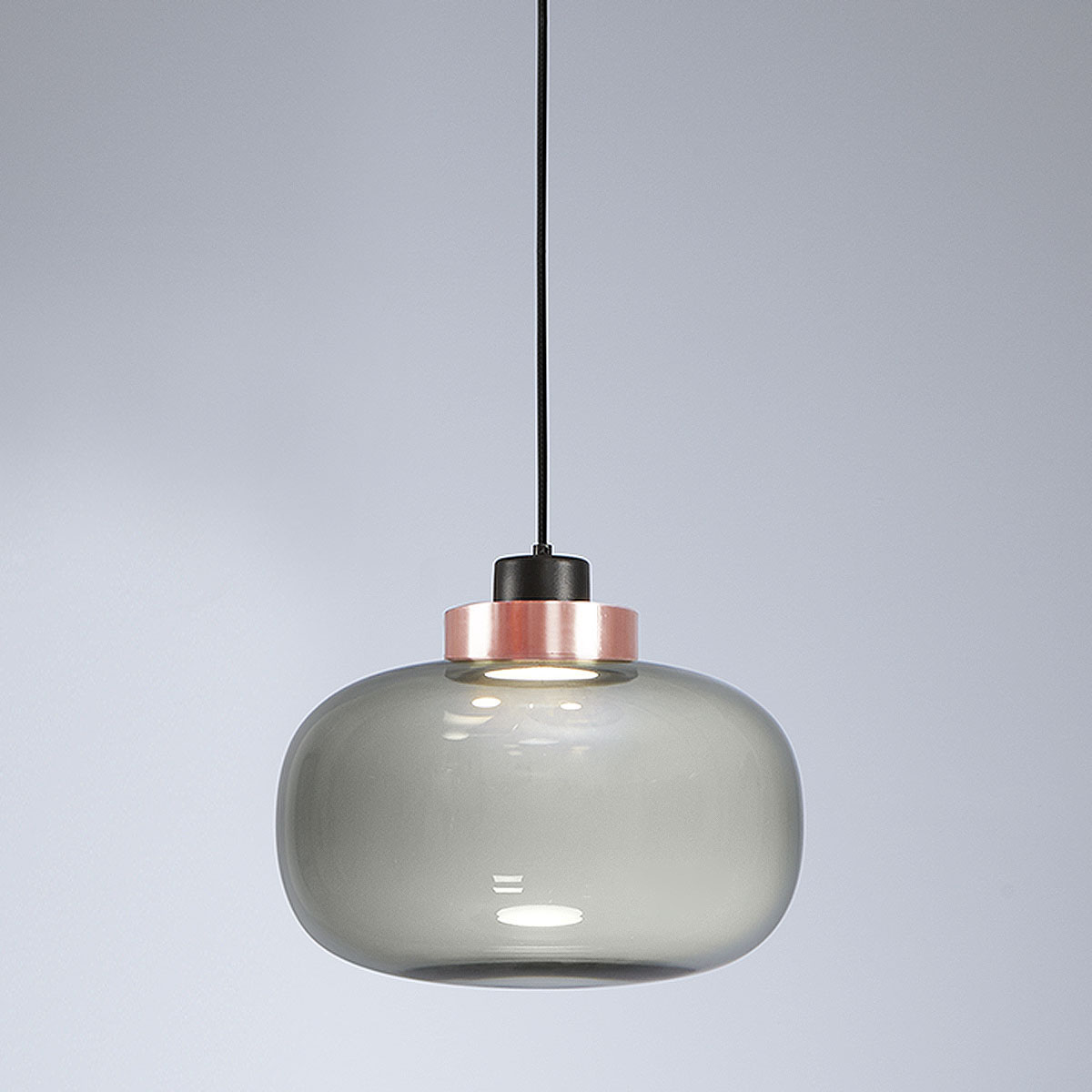 TOOY Legier 557.24 Pendelleuchte, Schwarz & Kupfer, Rauchglas – italienisches Design